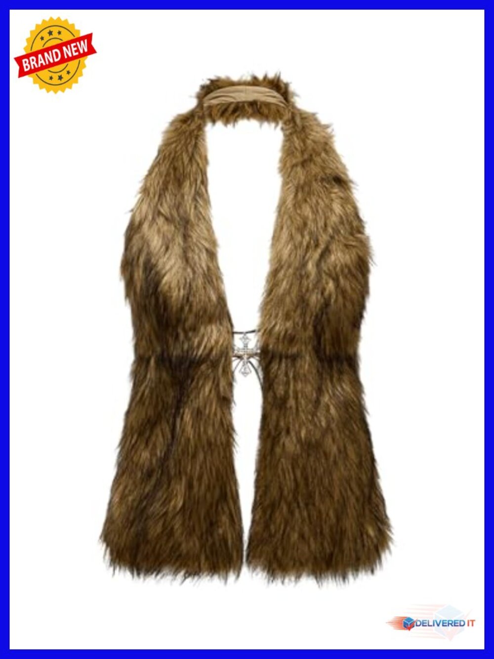 PLUSH FUZZY VEST HALTER TOP CAMI - TIE BACK RAVE PARTY TANK